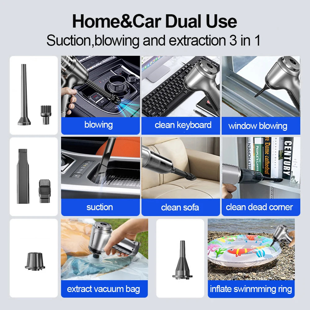 Car Vacuum Cleaner Portable Wireless 95000PA Strong Suction