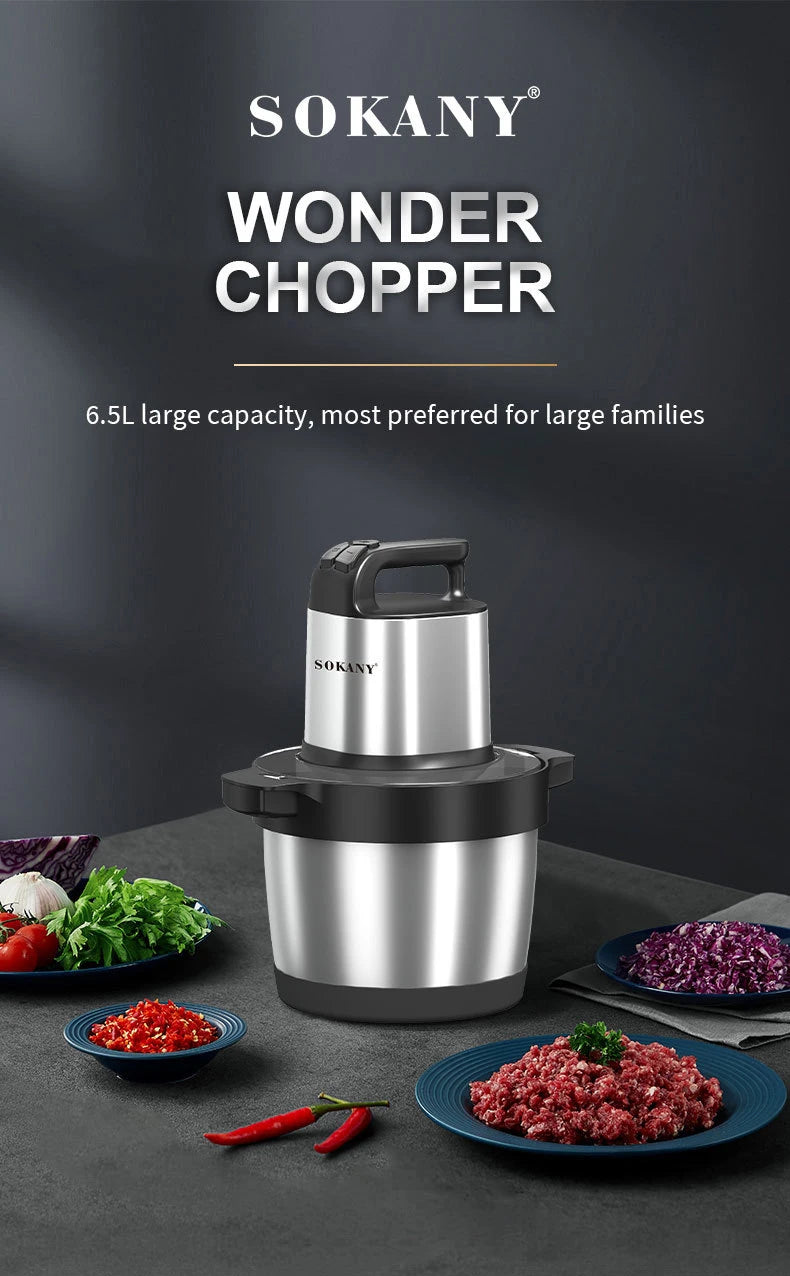 1500W 6.5L Stainless Steel Meat Grinder 3 Gears 4-Layer Blade