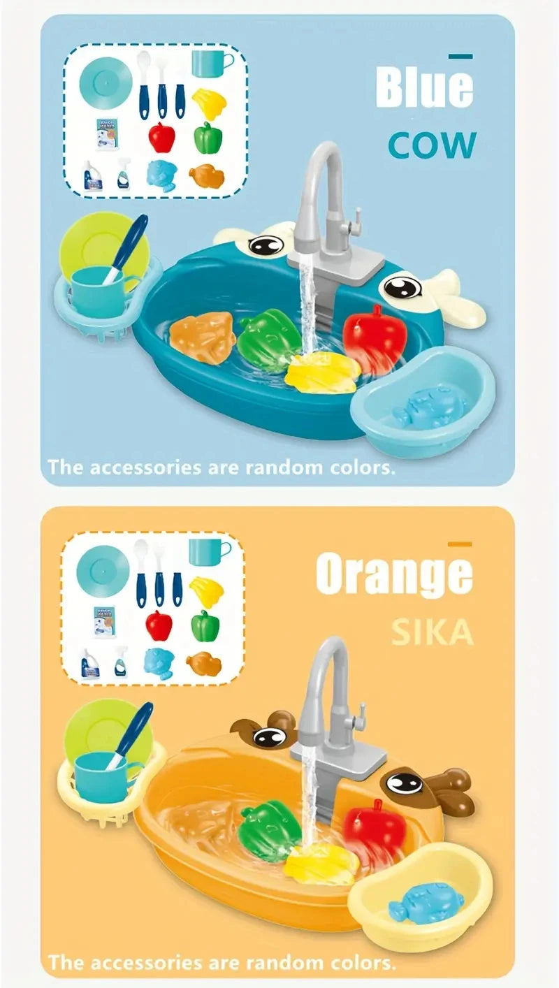 Play House Kitchen Simulation Set with Electric Faucet for Parent-Child Interaction