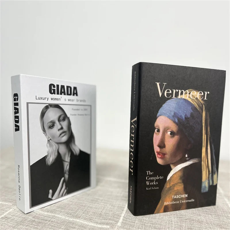 2 Piece Luxury Fake Book Decoration Set for Home and Cafe Decor Vintage Style Ornaments for Study and Club