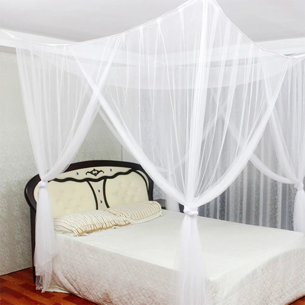 Mosquito Net Cotton Four-Door Canopy for King/Queen Bed