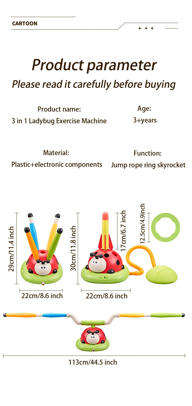 Rocket Launcher Ladybug Jump Game Machine for Kids - 3 Styles Outdoor Toy to Develop Grasping and Movement Skills