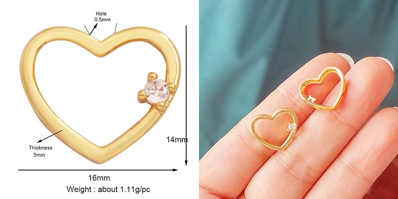 Classics Love Heart Star Zircon Focal Charm Pendant 18K Gold Plated Shell Pearl Jewelry