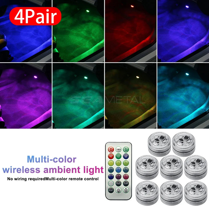 BLALION Wireless Adhesive LED Car Interior Ambient Light Remote Control Auto Roof Foot Lamp Bicycle Tail Light