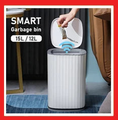 Automatic Sensor Trash Can 7L 9L Stylish Roman Striped Design Hands-Free Induction Garbage Bin for Kitchen and Bathroom