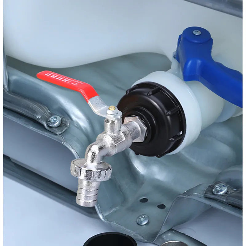 Conector de grifo de tanque IBC de rosca gruesa S60x6 X adaptador de acoplamiento de agua de 1/2'' 3/4'' Accesorio de válvula de repuesto para jardín y hogar de 1000 l