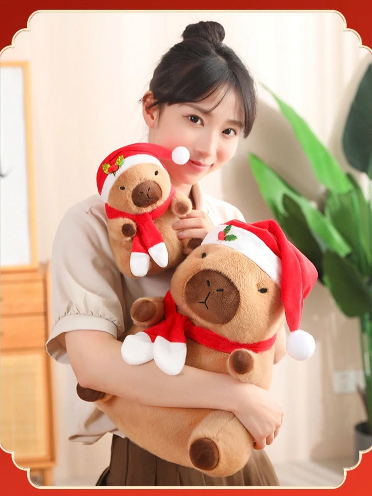 Christmas Capybara Plush Doll Soft Pillow Toy for Kids
