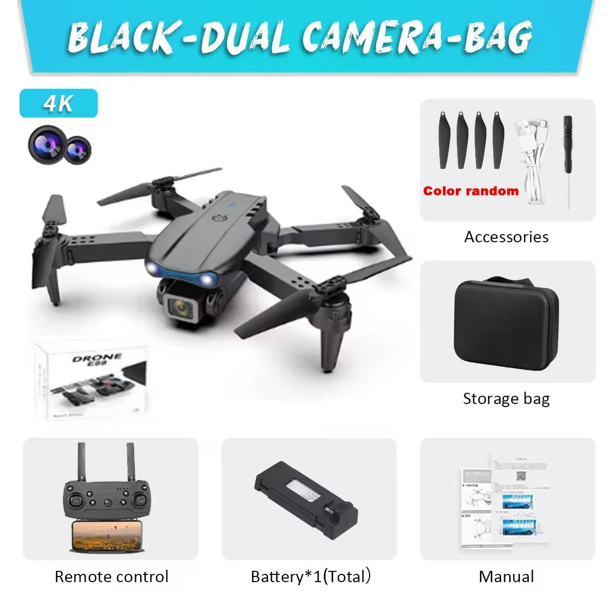 E99 Pro Drone Quadcopter HD 6K Photography Remote Control Toys