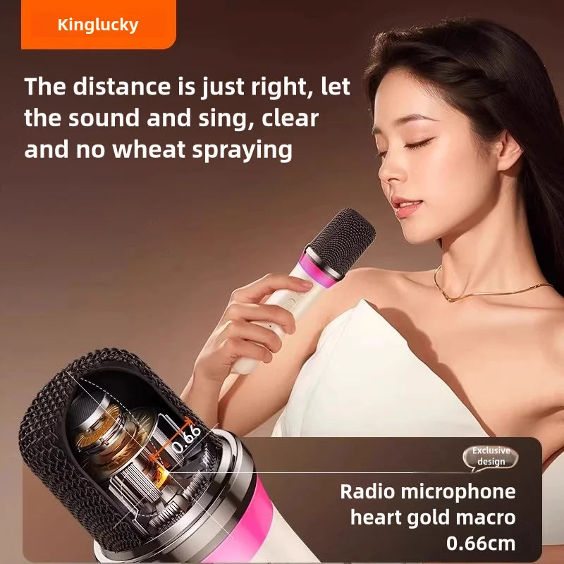 Kinglucky K26 Portable Karaoke Machine with Wireless Microphones for Home Family Fun and Children's Parties
