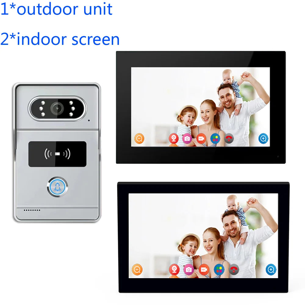 Wireless Wifi Video Doorbell 1080P 7/10 Color Touch Screen Smart APP Home Intercom Kit for RFID Card Access Control System