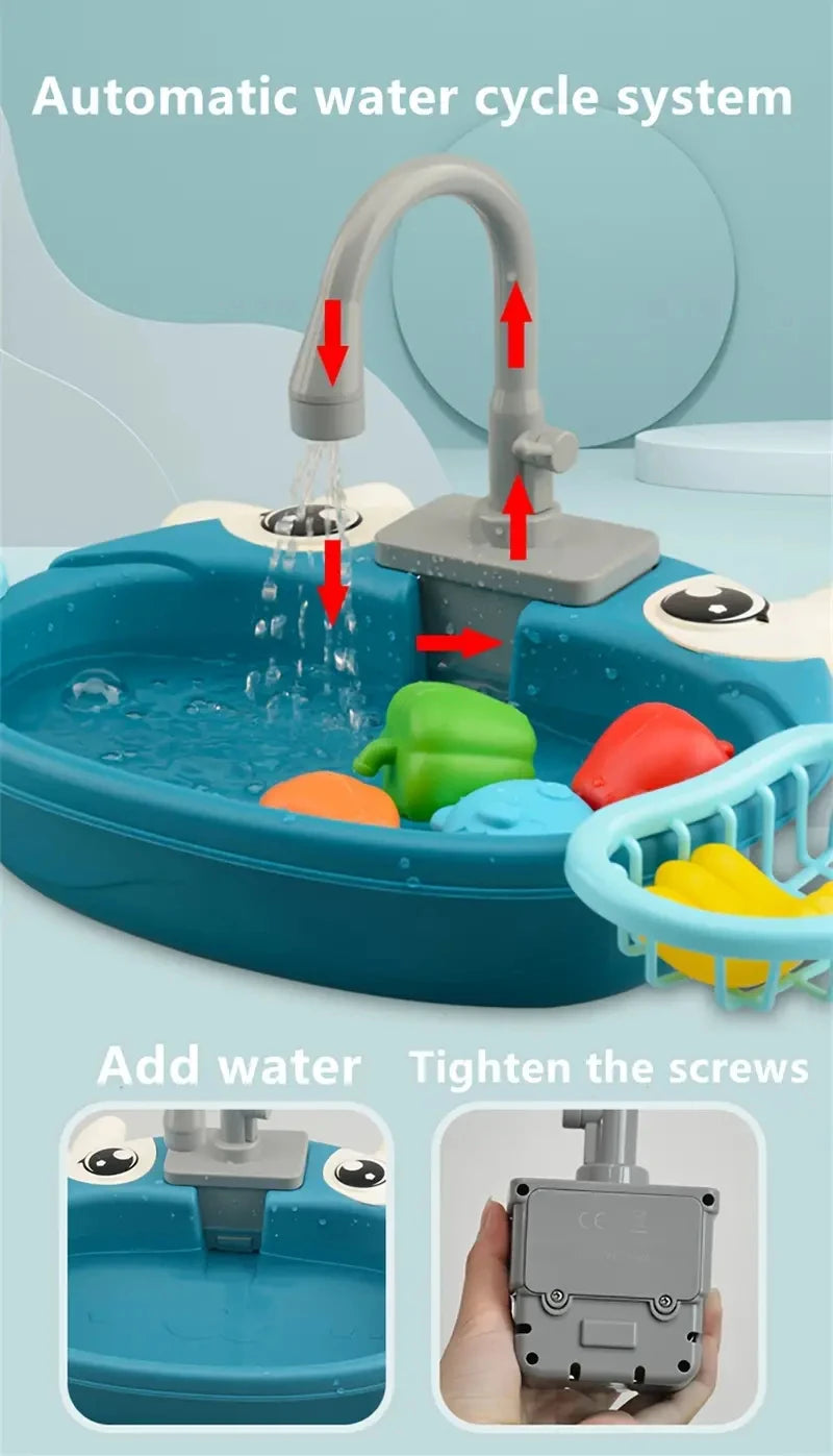 Play House Kitchen Simulation Set with Electric Faucet for Parent-Child Interaction