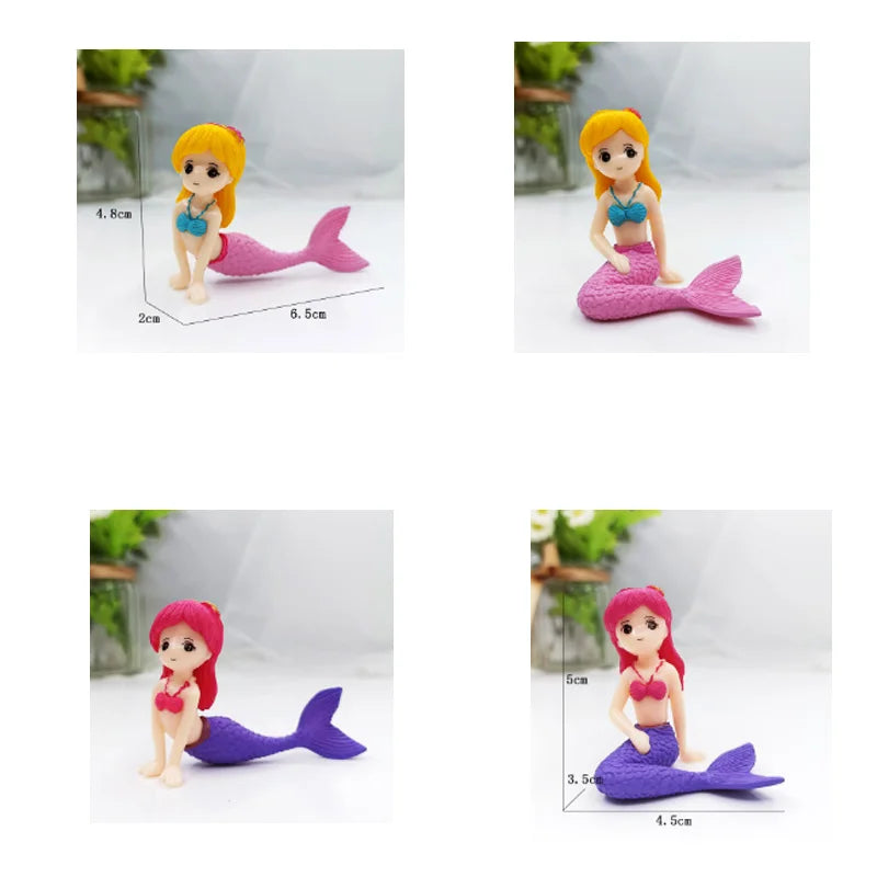 Aquarium Decoration Plastic Fish Tank Little Mermaid Ornament Miniature Figurines DIY Cake Decor Desk Craft Accessories