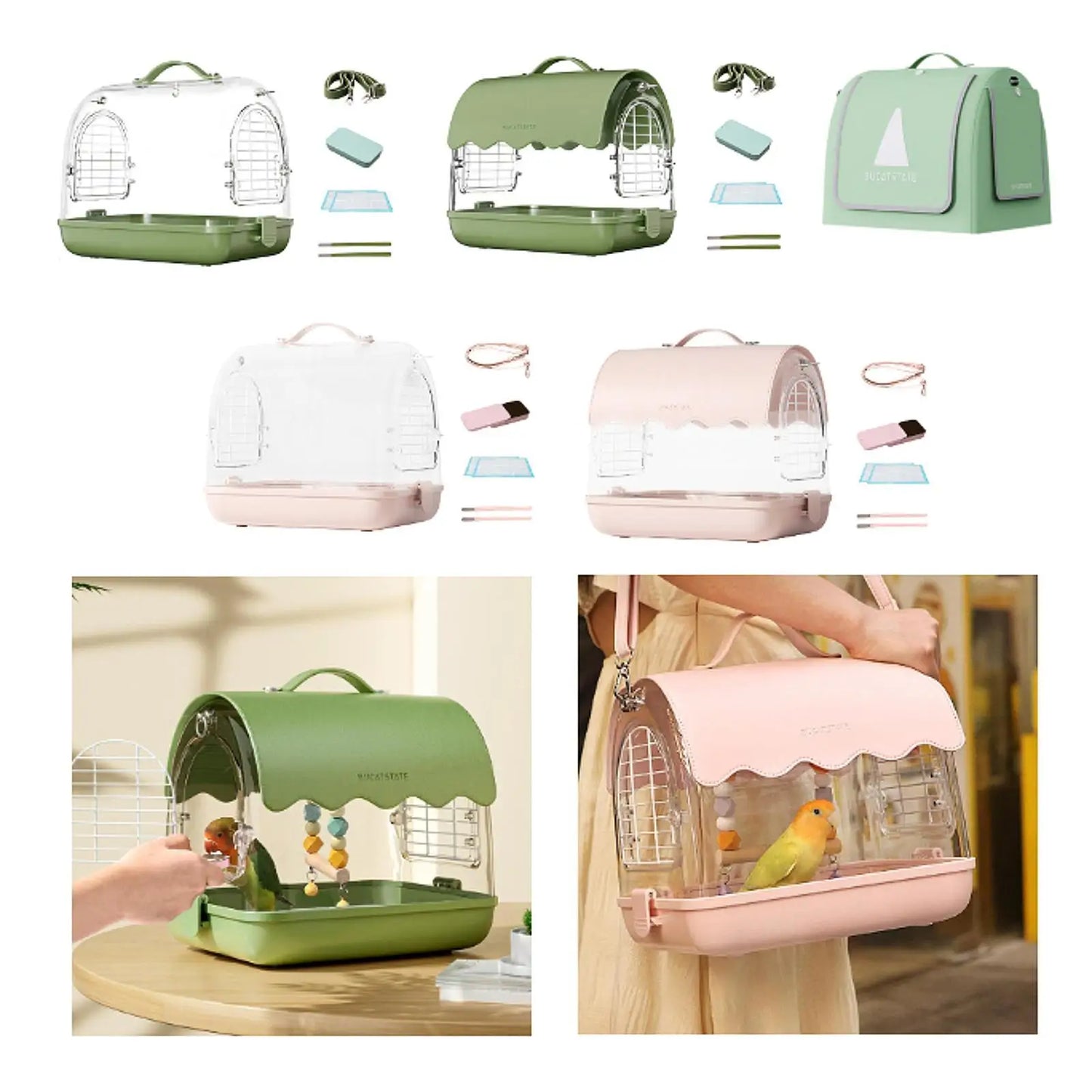 Bird Travel Cage, Bird Cage Bag with Shoulder Straps and Handle, Lightweight Bird Carrier Hamster Cage for Birds