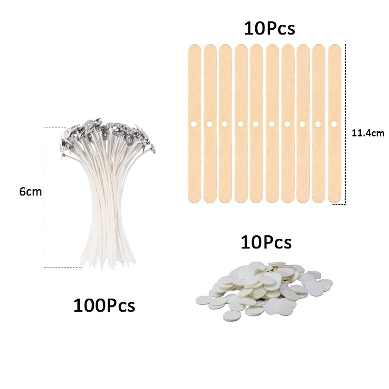 120Pcs Waxed Cotton Candle Wicks with Stand for DIY Candle Making Supplies