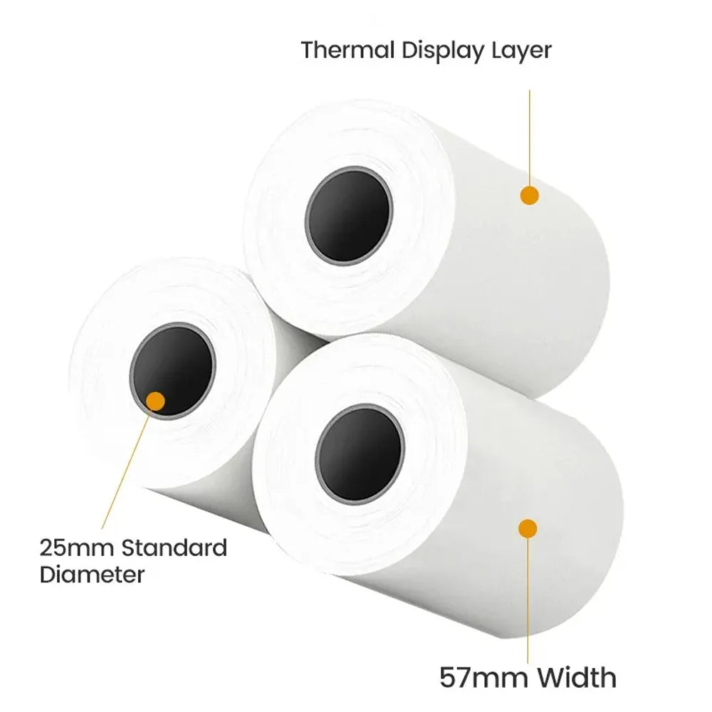 HD Mini Portable Printer 57mm Thermal Paper Self-Adhesive Stickers for Phone Photo Printing