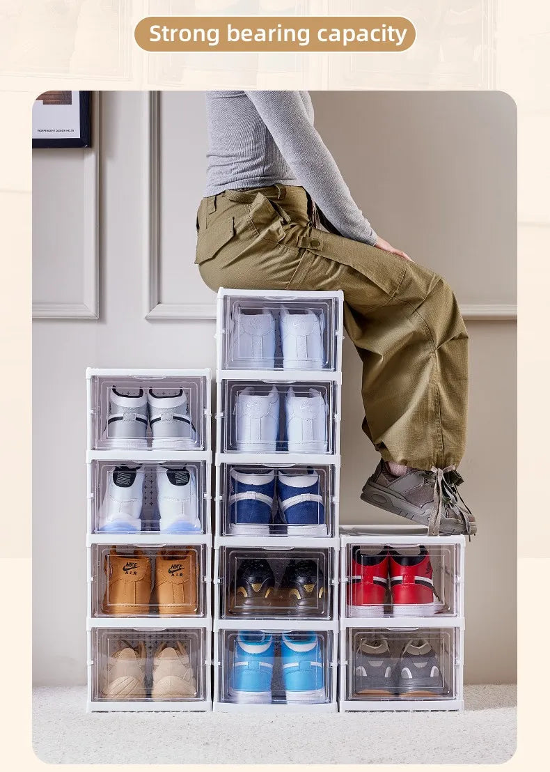 Shoes Storage Box Foldable Transparent Sneaker Organizers Rack