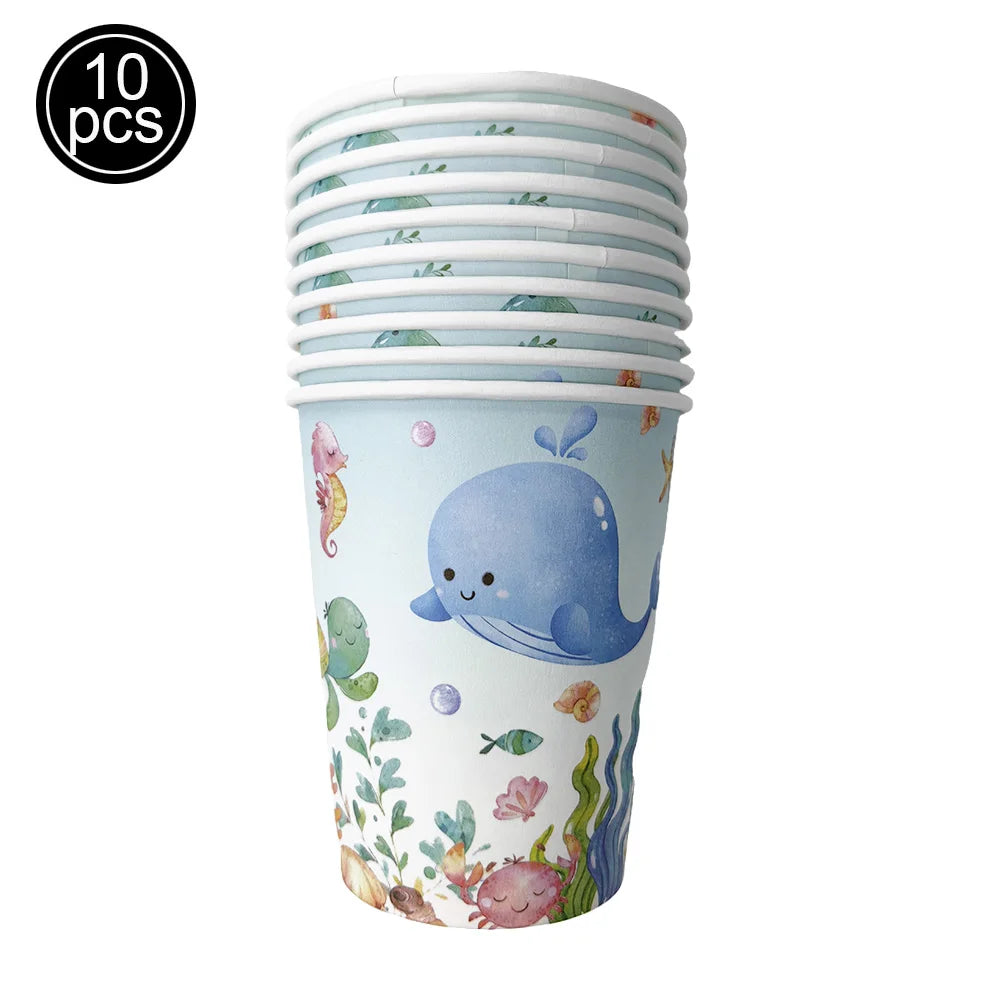 4th Birthday Sea Animal Decoration Blue Foil Balloon 32inch