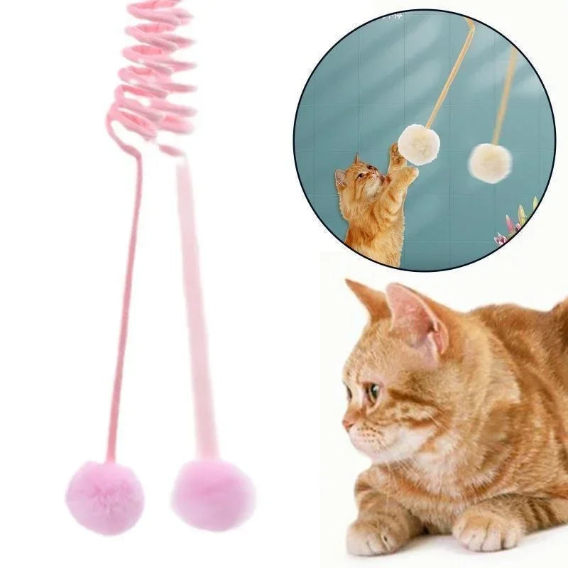 Pet Toy Funny Interactive Cat Stick Spring Rope Ball Plush Toy