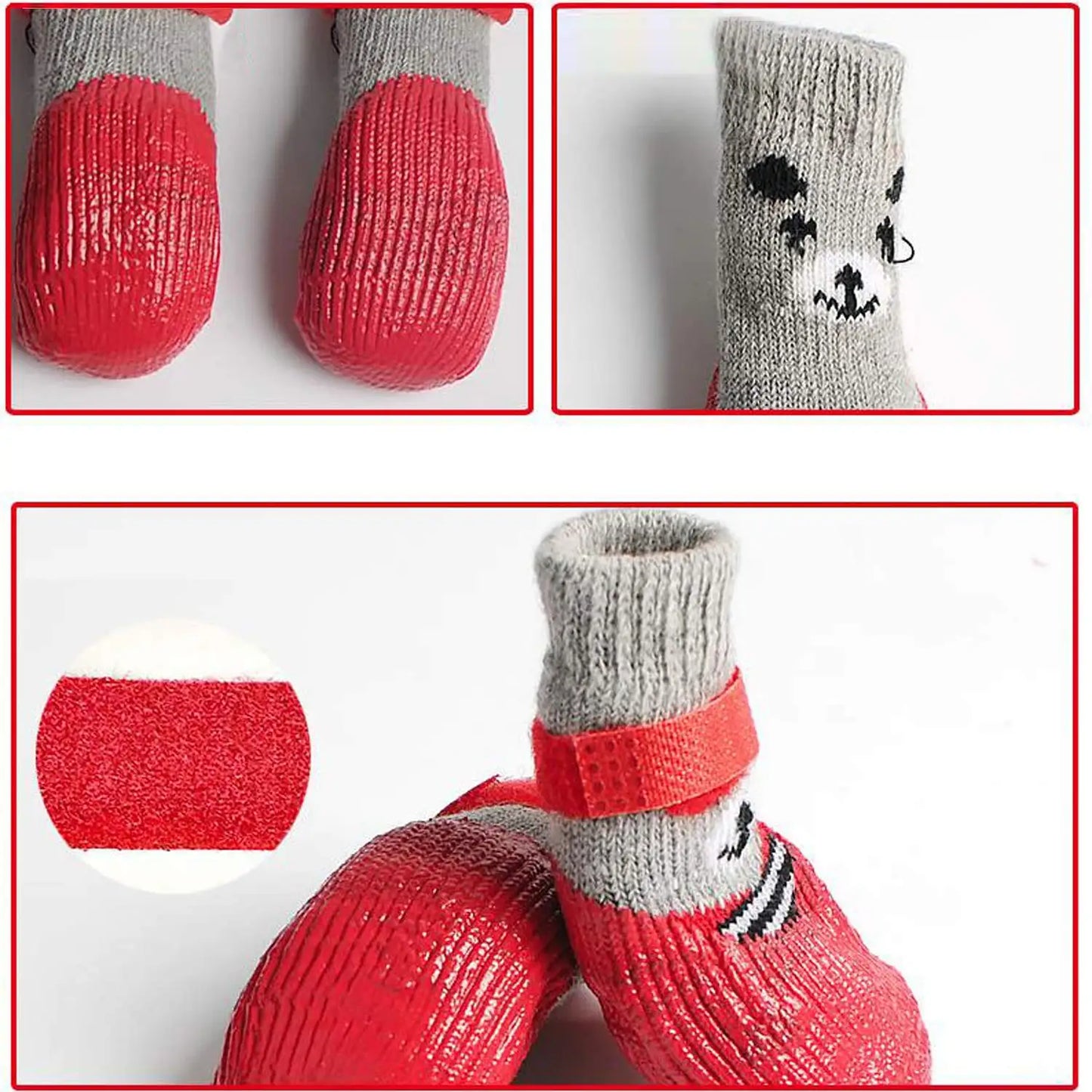 4-Pack of Non-Slip Dog Socks to Prevent Licking and Biting of Hard Wooden Floors, Strong Grip, Paw Protection, Anti-Scratch Cat and Dog Socks