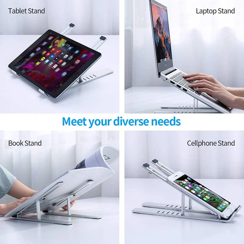 Aluminum Alloy Laptop Holder Stand Adjustable Portable Cooling Non-Slip
