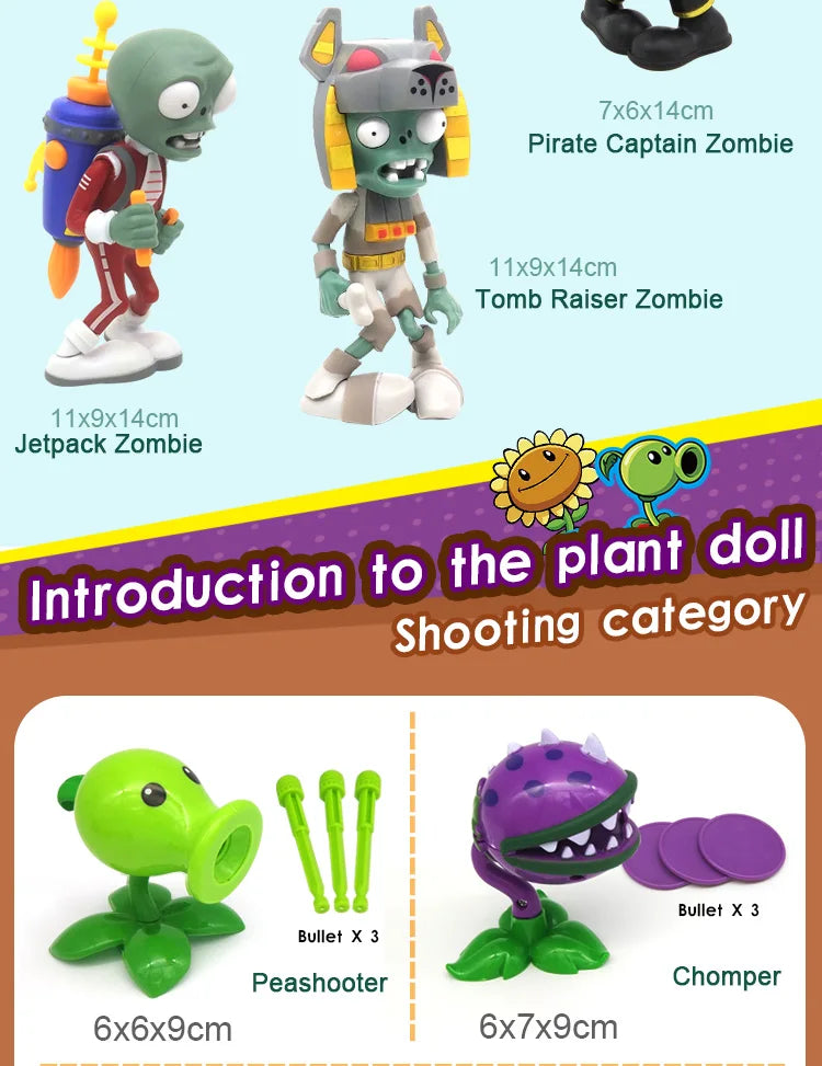 Plants vs Zombies 2 Full Set Toys Pea Shooter and Friends Role Play Action Figures for Kids