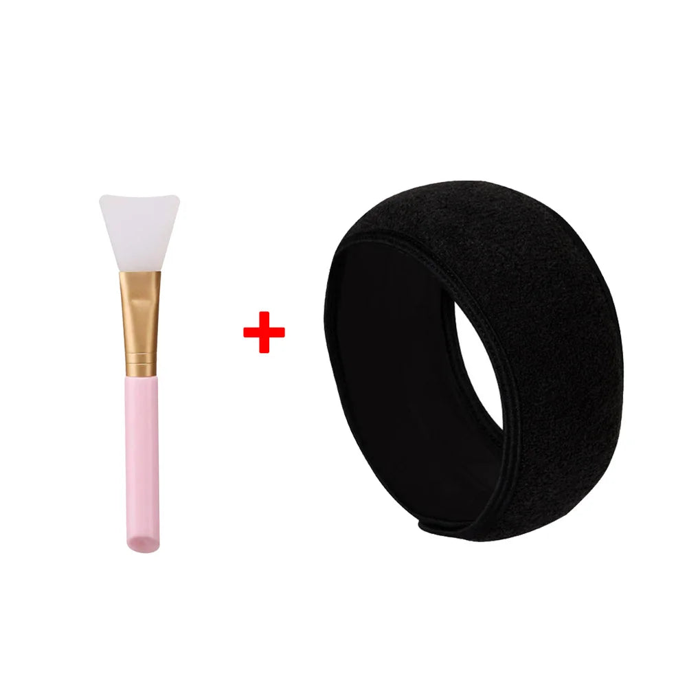 1pc Adjustable Head Band Hairband with Mask Brush for Makeup and Spa