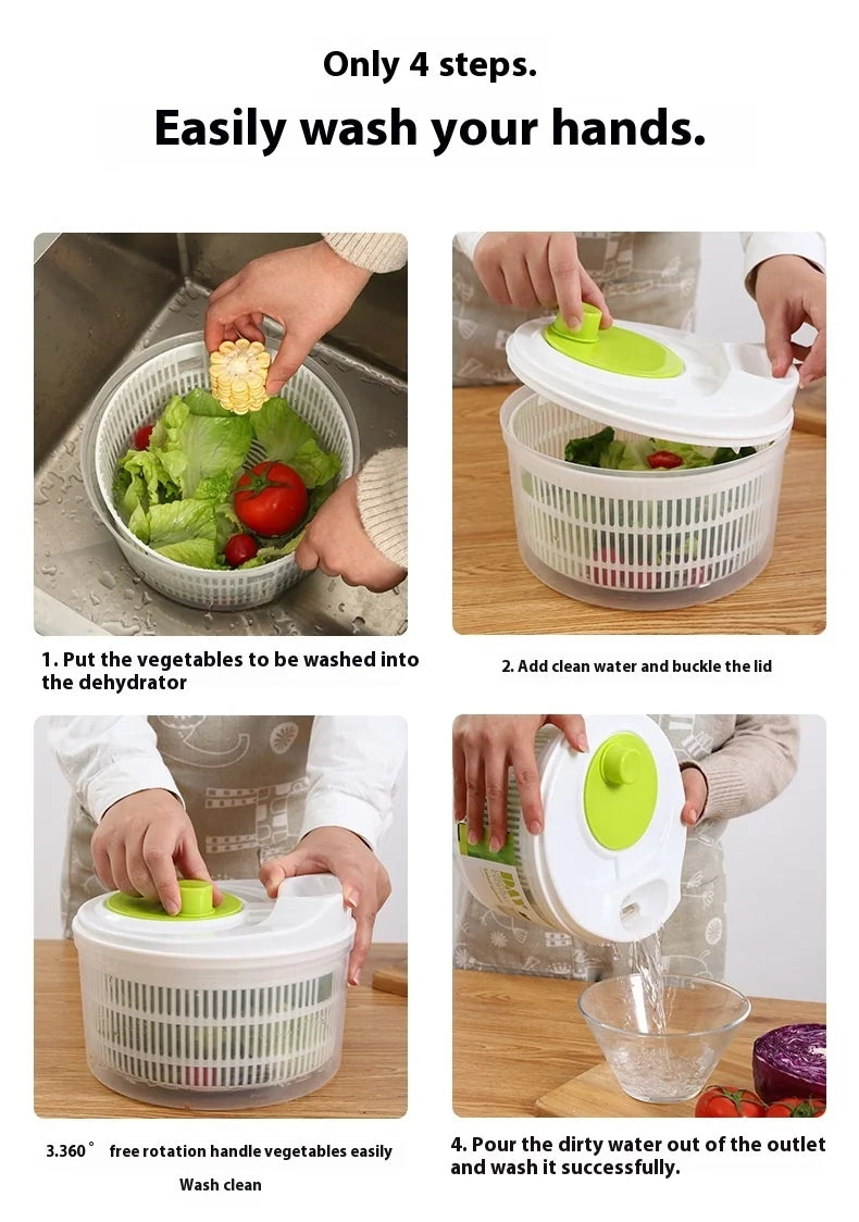 Multifunctional Manual Vegetable Dehydrator and Salad Spinner with Fruit and Lettuce Drain Basket for Efficient Home Kitchen Use