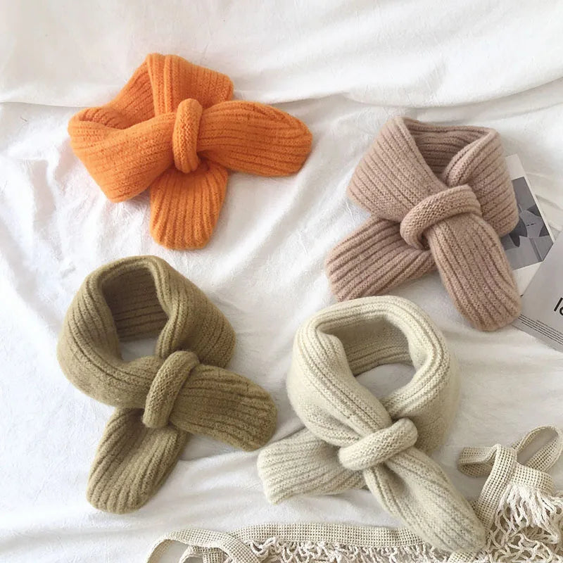 Simple Fashion Baby Scarf Candy Color Woolen Knitted Scarves for Kids Winter Warm Neckerchief