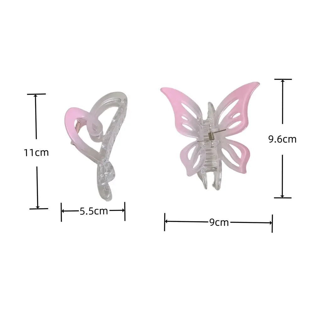 Fashion Pink Gradient Hair Clip Butterfly Bow Shark Clip for Women