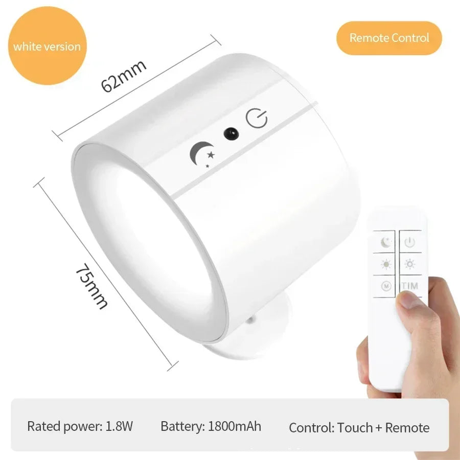 Rechargeable Magnetic LED Wall Lamp with 360 Degree Rotation and Wireless Remote Control