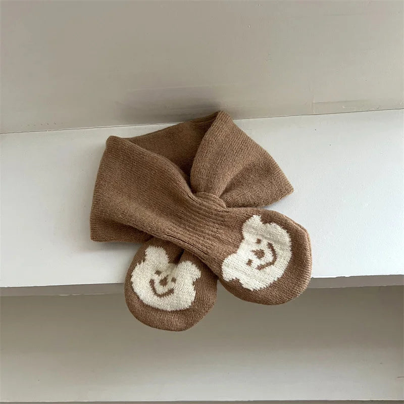 Simple Fashion Baby Scarf Candy Color Woolen Knitted Scarves for Kids Winter Warm Neckerchief