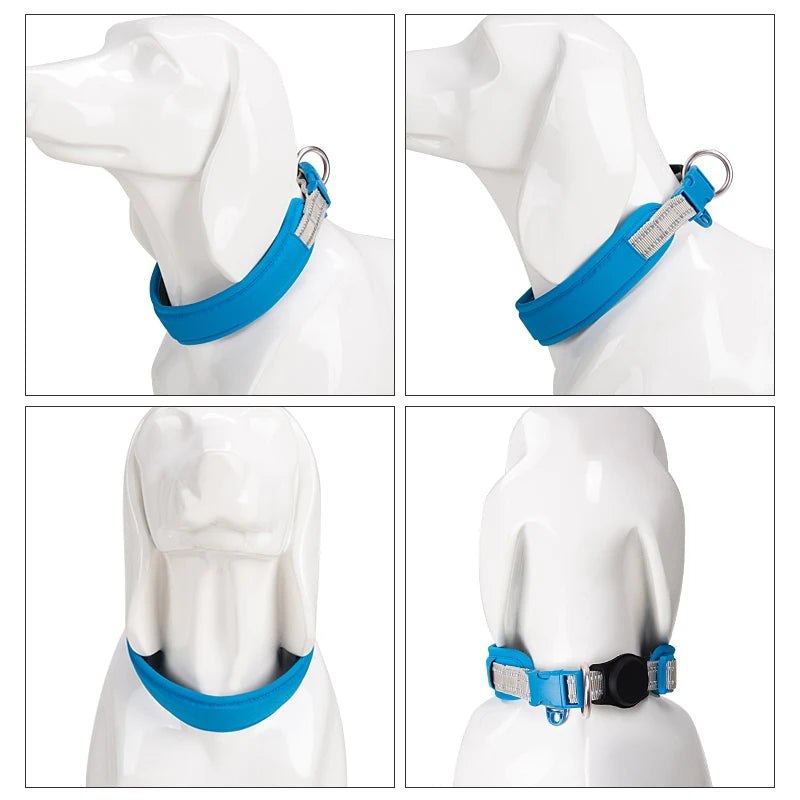 Personalized Adjustable Nylon Reflective Dog Collar with AirTag Holder for Small Medium and Large Dogs