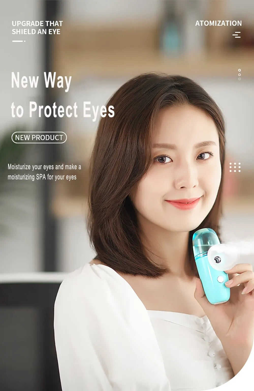 Eye Moistener Nano Spray for Dry Eyes Portable USB Charging