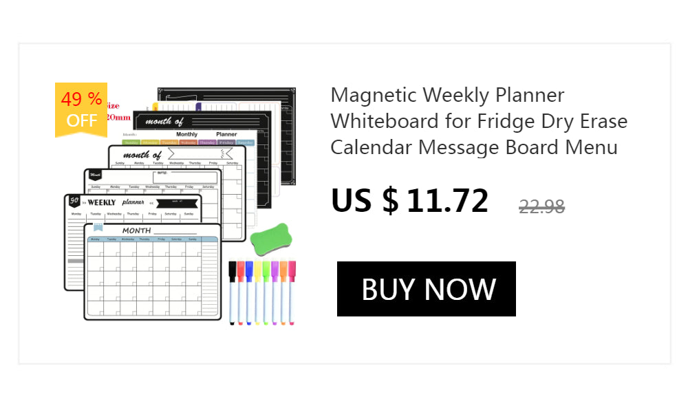 A3 A4 Magnetic Reusable Dry Erase Whiteboard Calendar Weekly Planner Fridge Sticker Message Board