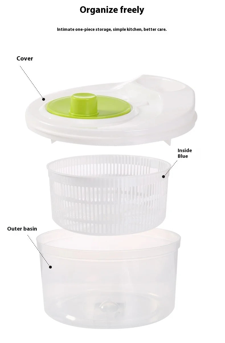 Multifunctional Manual Vegetable Dehydrator and Salad Spinner with Fruit and Lettuce Drain Basket for Efficient Home Kitchen Use