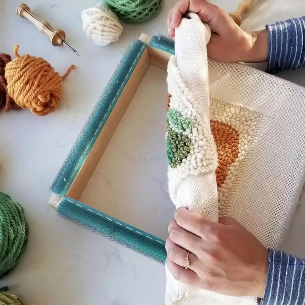 Square Wooden Embroidery Hoop Gripper Strips for Punch Needle Frame Sewing Quilting and DIY Projects