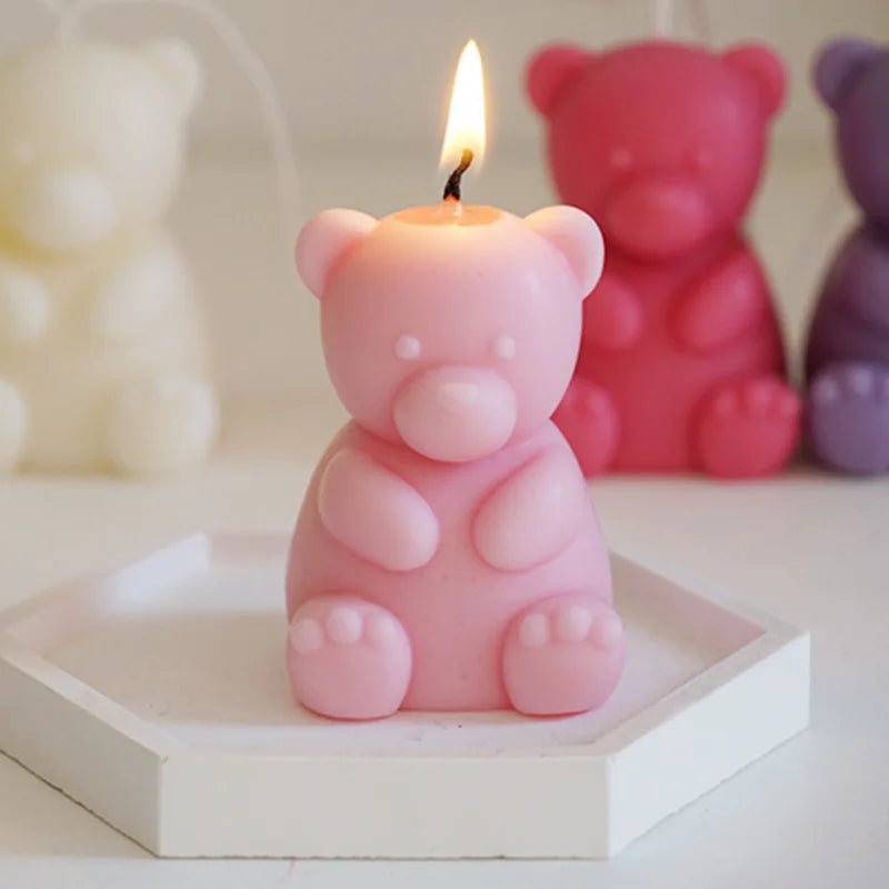 3D Cute Cartoon Bear Silicone Candle Mold Gift Making Kit