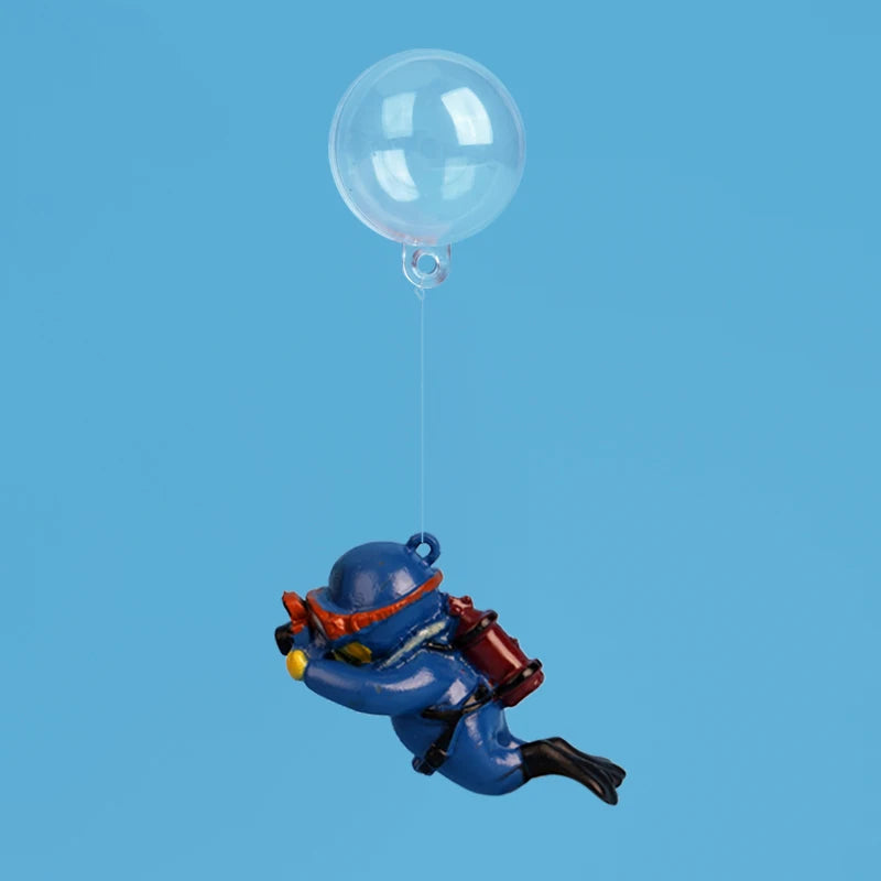 Cartoon Fish Tanks Decor Mini Diver Simulated Floating Mermaid Aquarium Fish Tank Decoration Kiki Pendant Aquarium Accessories