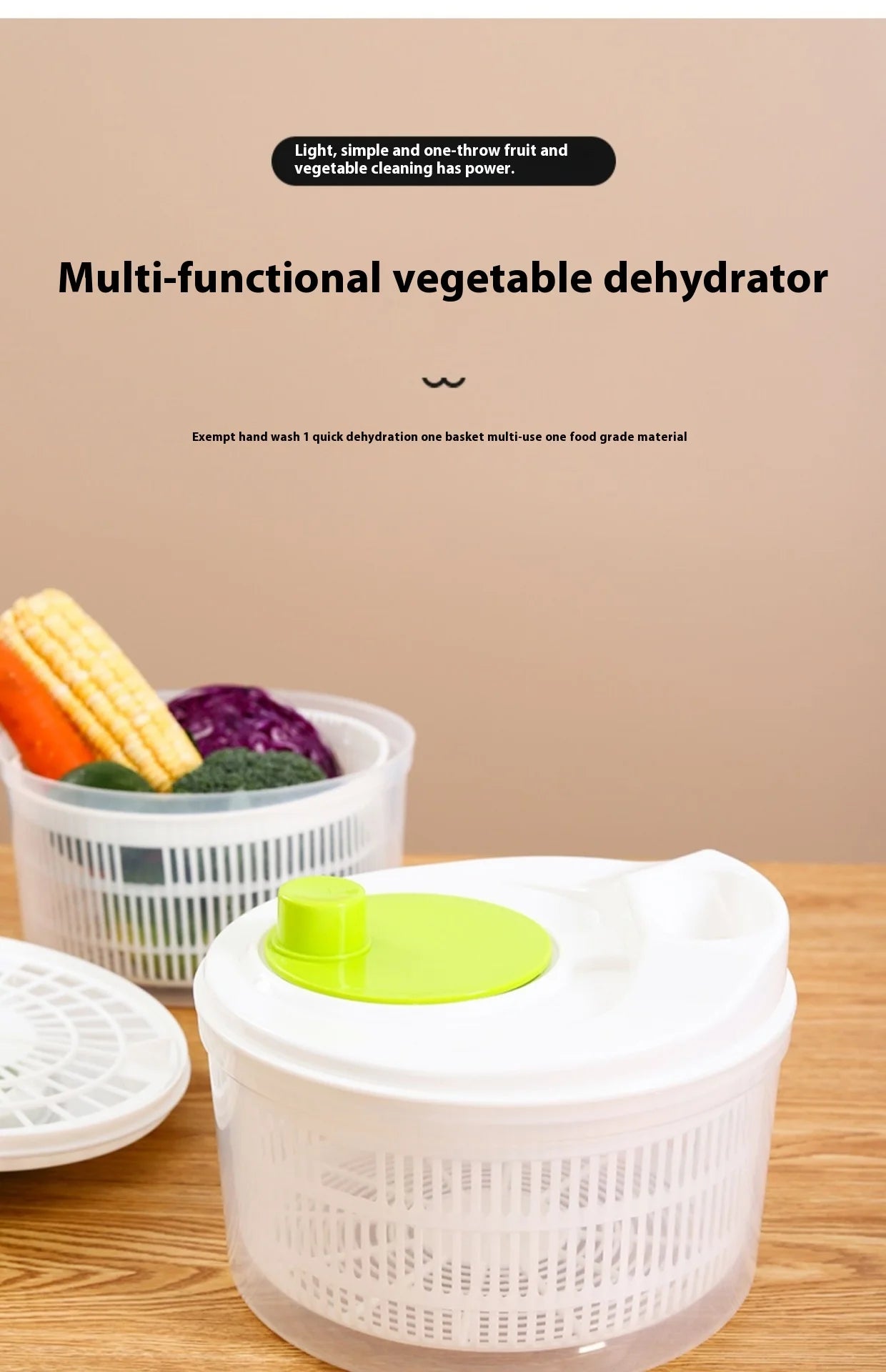 Multifunctional Manual Vegetable Dehydrator and Salad Spinner with Fruit and Lettuce Drain Basket for Efficient Home Kitchen Use