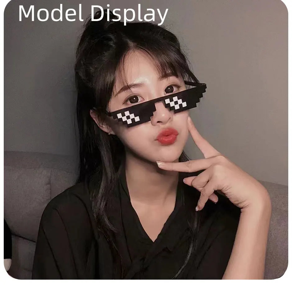 2Pcs Mosaic Sunglasses Vintage Pixelated Shades for Party