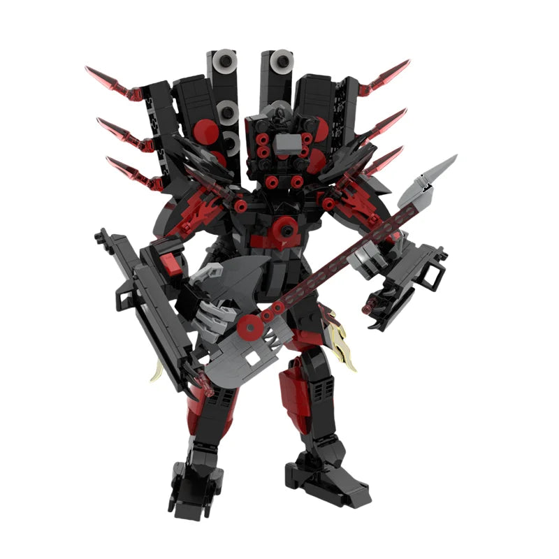 Titan Guitar Speaker Man Building Blocks Set Skibidi Toilet Design with Battle-Axe DIY Bricks Toy for Boys Ages 6-12 Perfect Christmas Gift