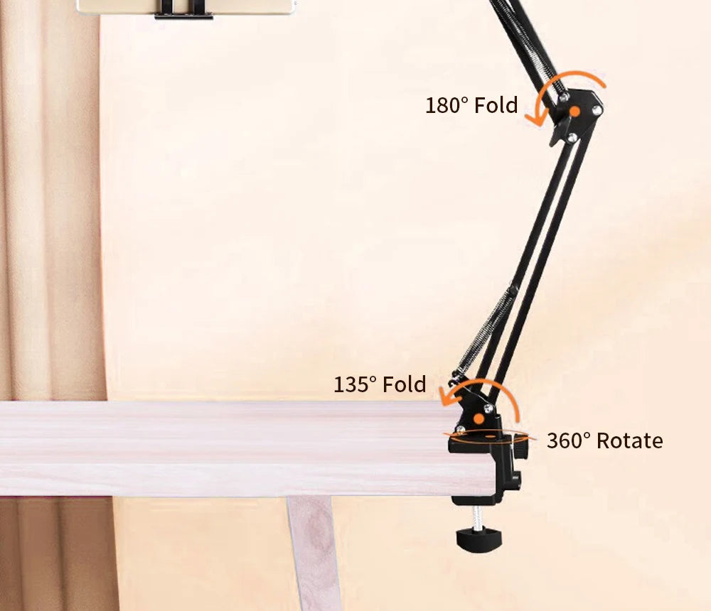 Tablet Holder for Bed with 90cm Metal Arm 360 Degree Rotation