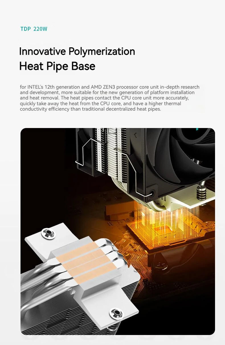 DEEPCOOL AG400 CPU Air-Cooling Radiator 4 Heat Pipes Dual Fan 2000RPM for Intel LGA1700 1200 115X AMD AM4