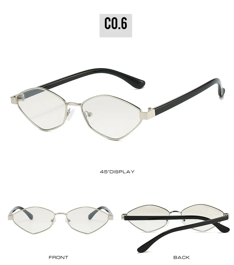 SO&EI Fashion Irregular Polygon Cat Eye Sunglasses UV400 Retro Shades for Women and Men