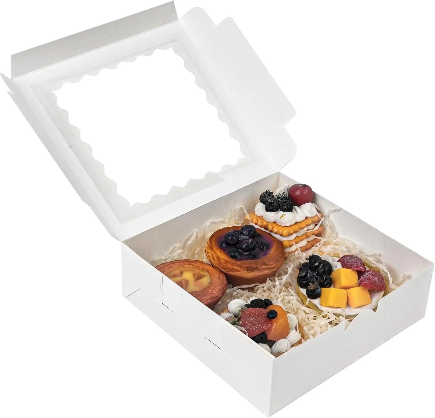 Multi Pack Window Cookie Boxes White Treat Boxes for Pastries Donuts and Chocolate Strawberries Ideal for Birthday Parties and Celebrations