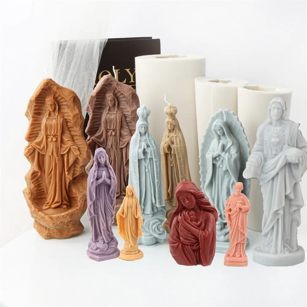 Religious Blessed Virgin Mary Candle Silicone Mold for Crafts