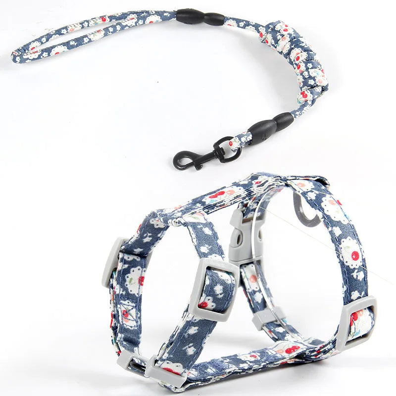 Adjustable Cat Harness Cotton Strap Collar with Leash,Cats Outdoor Walking Escape Proof H-Shaped Vest for Large Small Cats,dogs