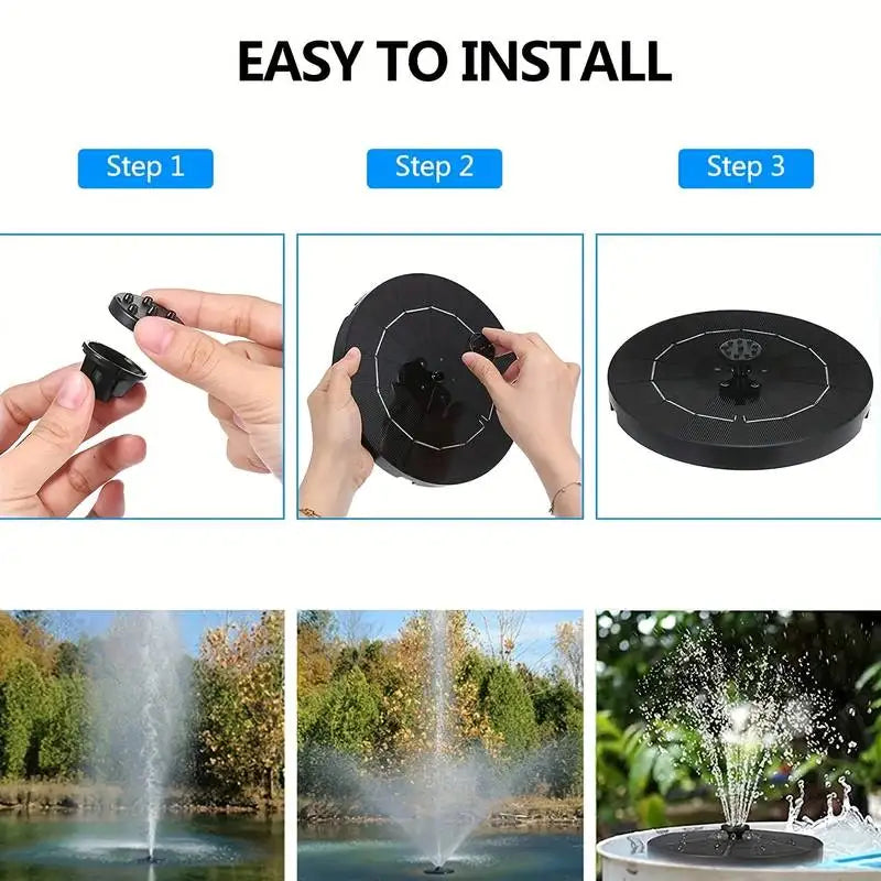 Bomba de agua para fuente solar con 6 boquillas para estanques, baños de pájaros, jardines, piscinas, peceras y fuentes de energía solar para exteriores