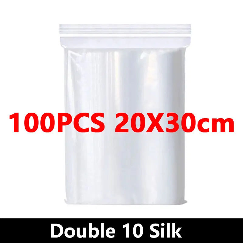 100Pcs Thicken Zipper Sealed Bags Clear Plastic Storage Bags for Jewelry and Food Packing