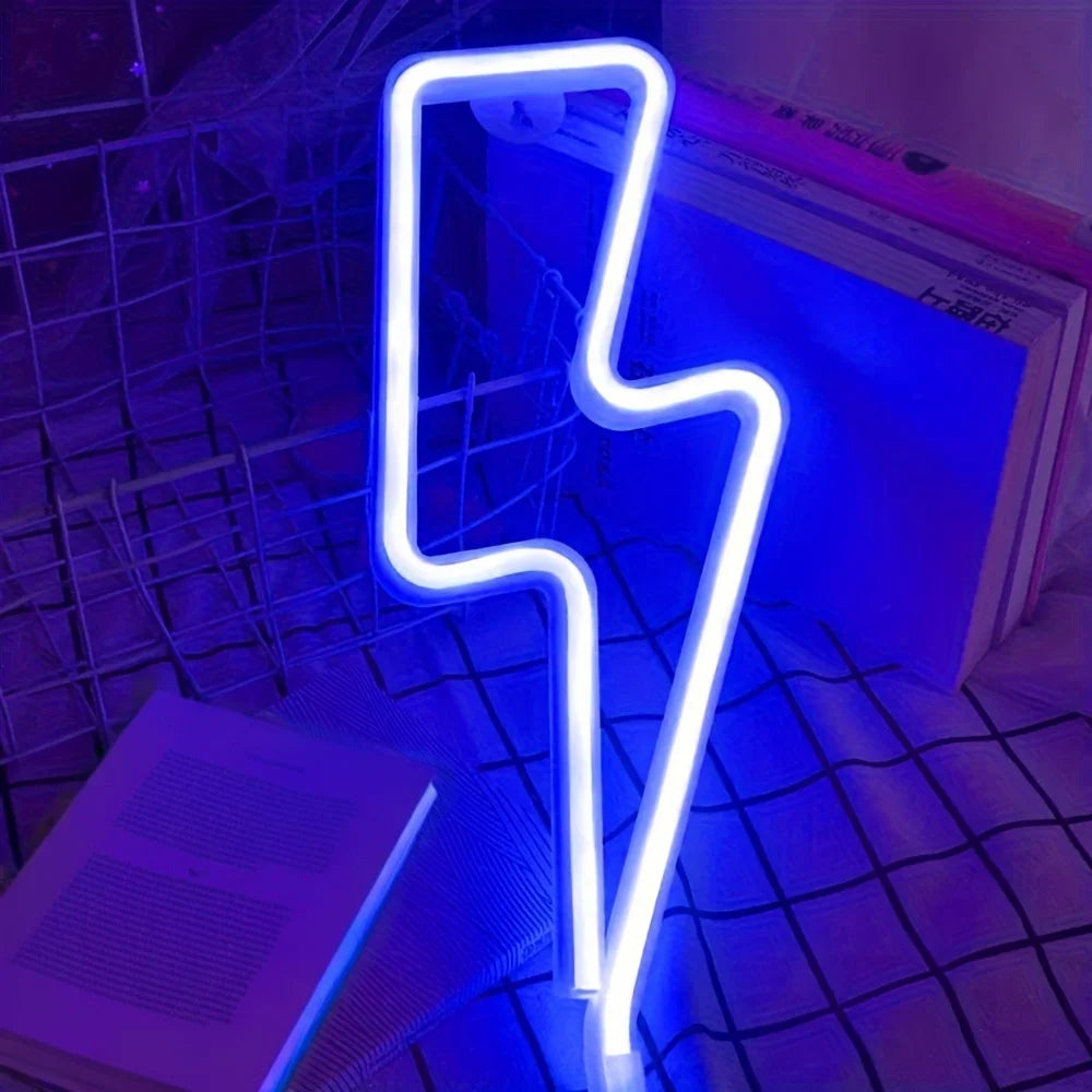 1pc Lightning Neon Light Creative LED Sign USB Battery Night Light for Home Bedroom Party Decor